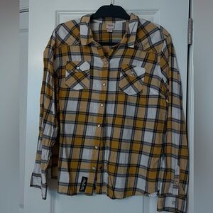 Yellow and black flannel with hand painted Star Wars design